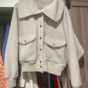 Free People shasta grey fleece bomber